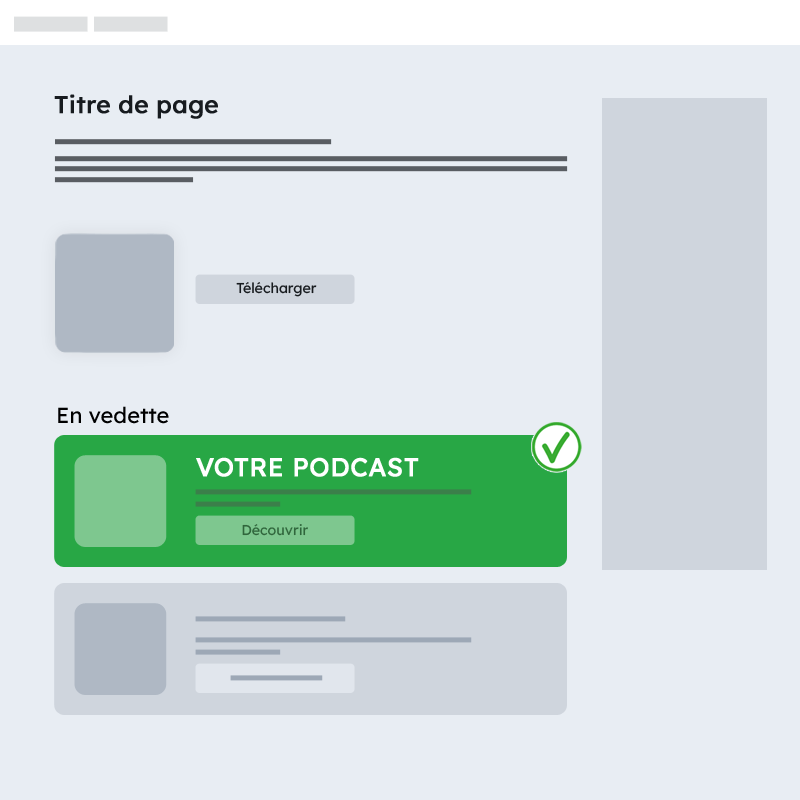 Exemple de mise en avant podcast sur la page de téléchargement
